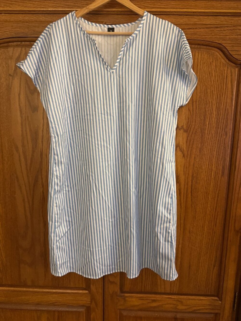 Light Blue & White Striped Sleep Shirt - Women